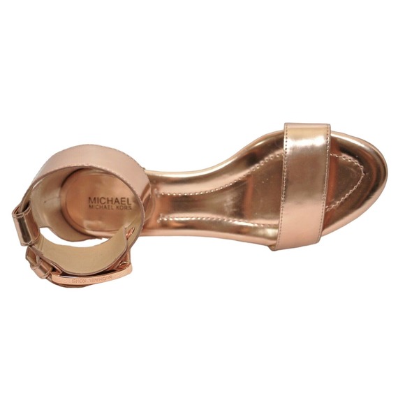 Michael Kors Lena Flex Mid Heel Pump Sandal Rose Gold Specchio 6 New - Picture 6 of 8